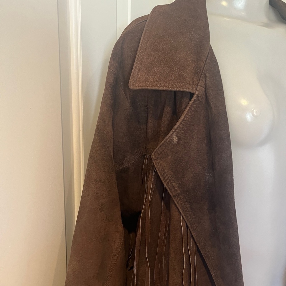 Vintage Brown real Suede Fringe western Jacket - Picture 4 of 15